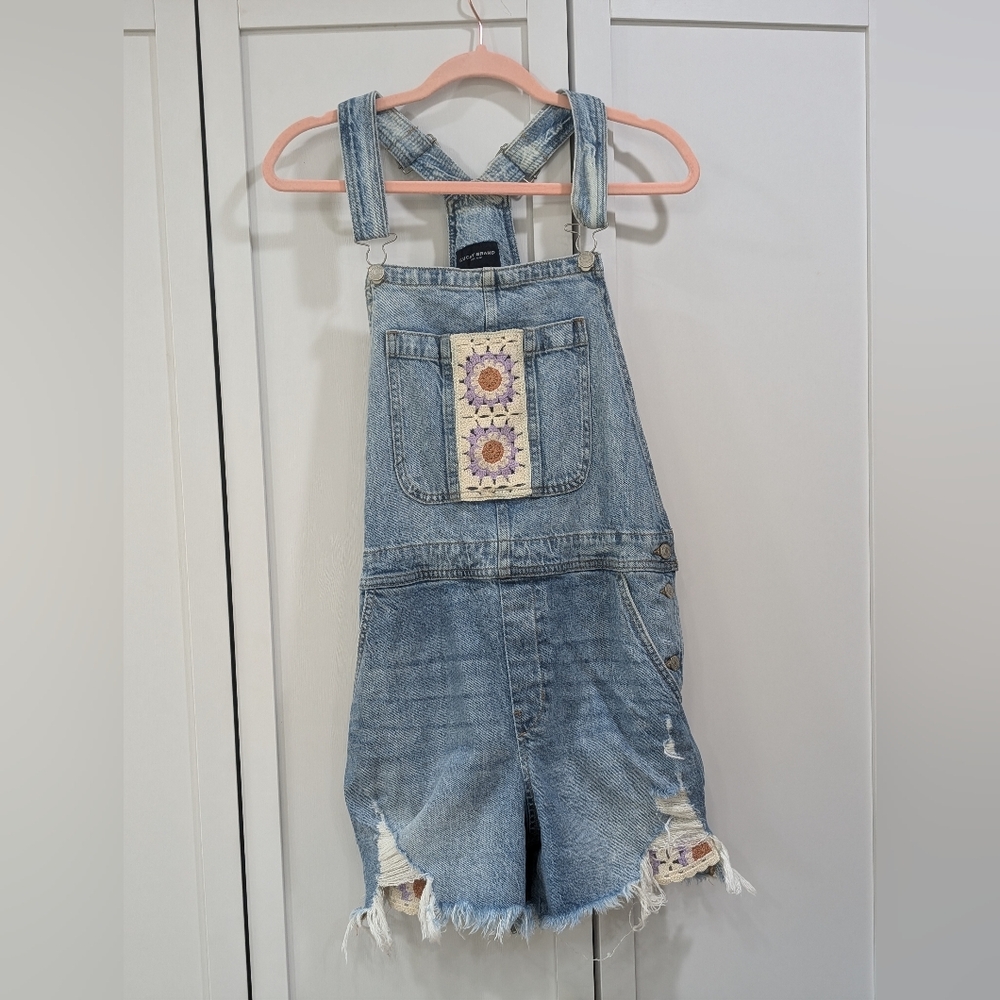 Lucky Brand Embroidered Overalls NWOT